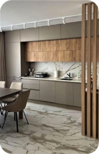 Elegant Materials and Finishes in Minimalistic Straight-Line Kitchens