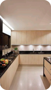 Lighting and Finishing Touches in sleek L-shaped kitchen