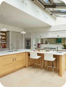 Seating and Entertainment in U-shaped kitchen