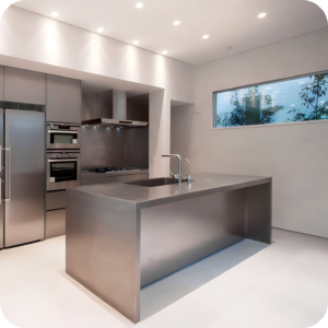 Aesthetic Brilliance and Timeless Appeal in stainless steel modular kitchen