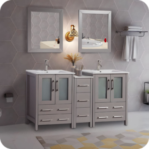 Enhanced Functionality in double sink stainless steel bathroom vanities