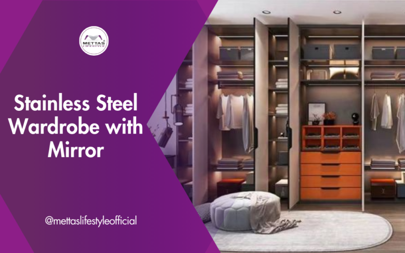 Stainless Steel Wardrobe with Mirror