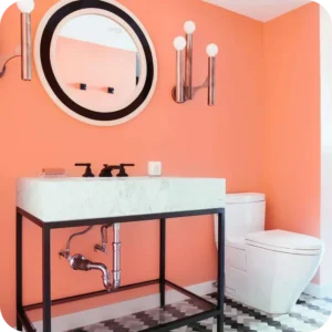 Vibrant Coral Bliss in bathroom vanity color
