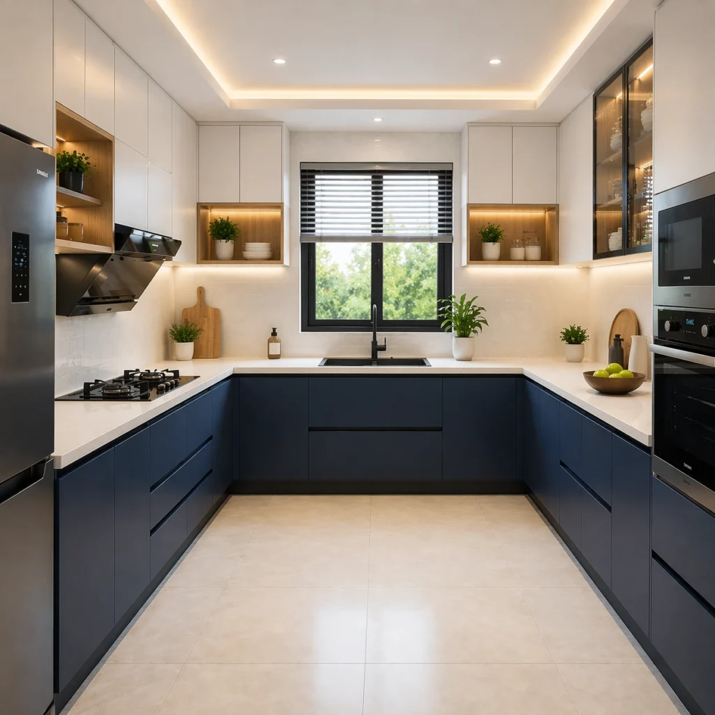 U shape Modular kitchen